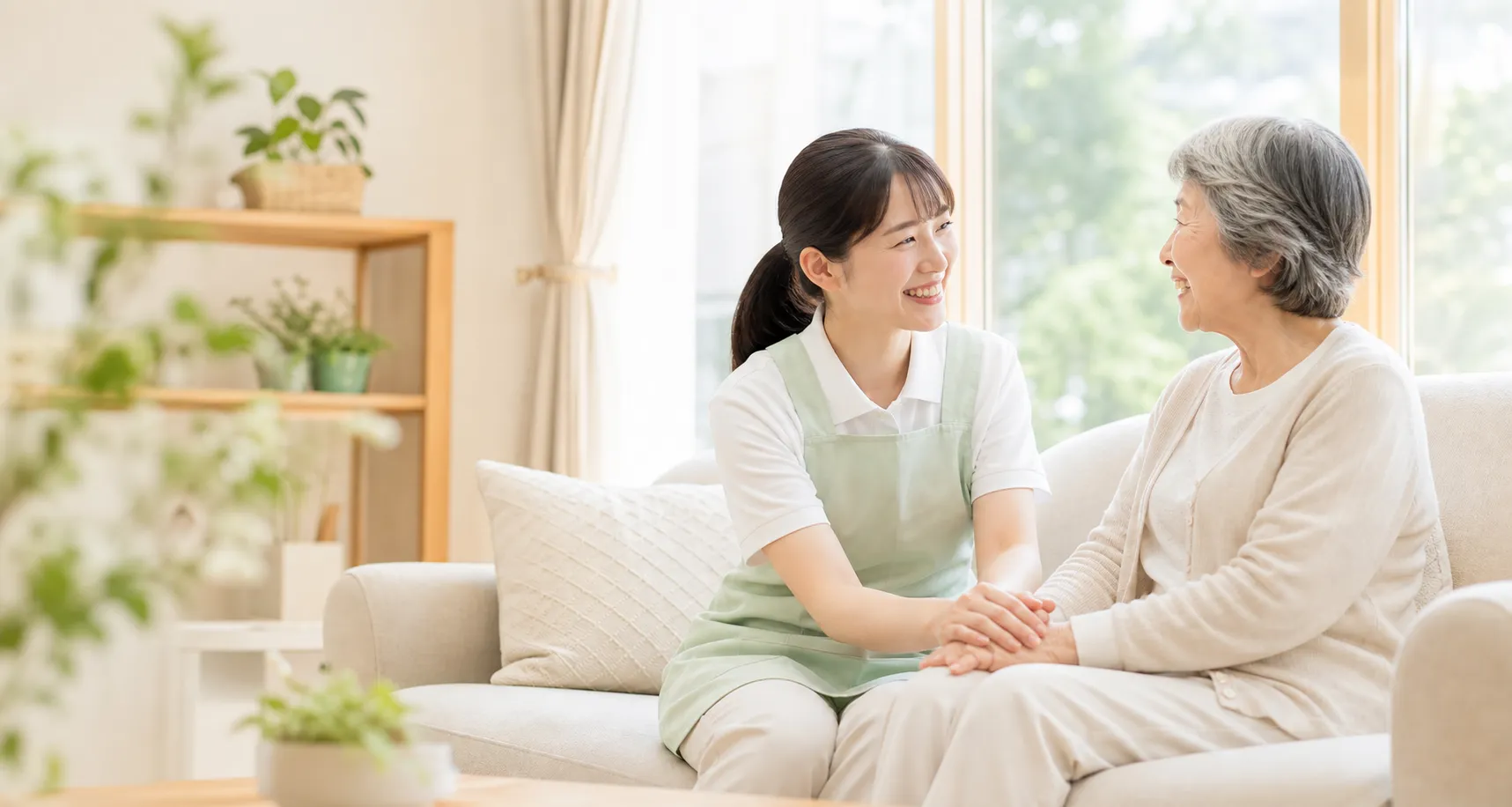 Nurse supporting an elderly person