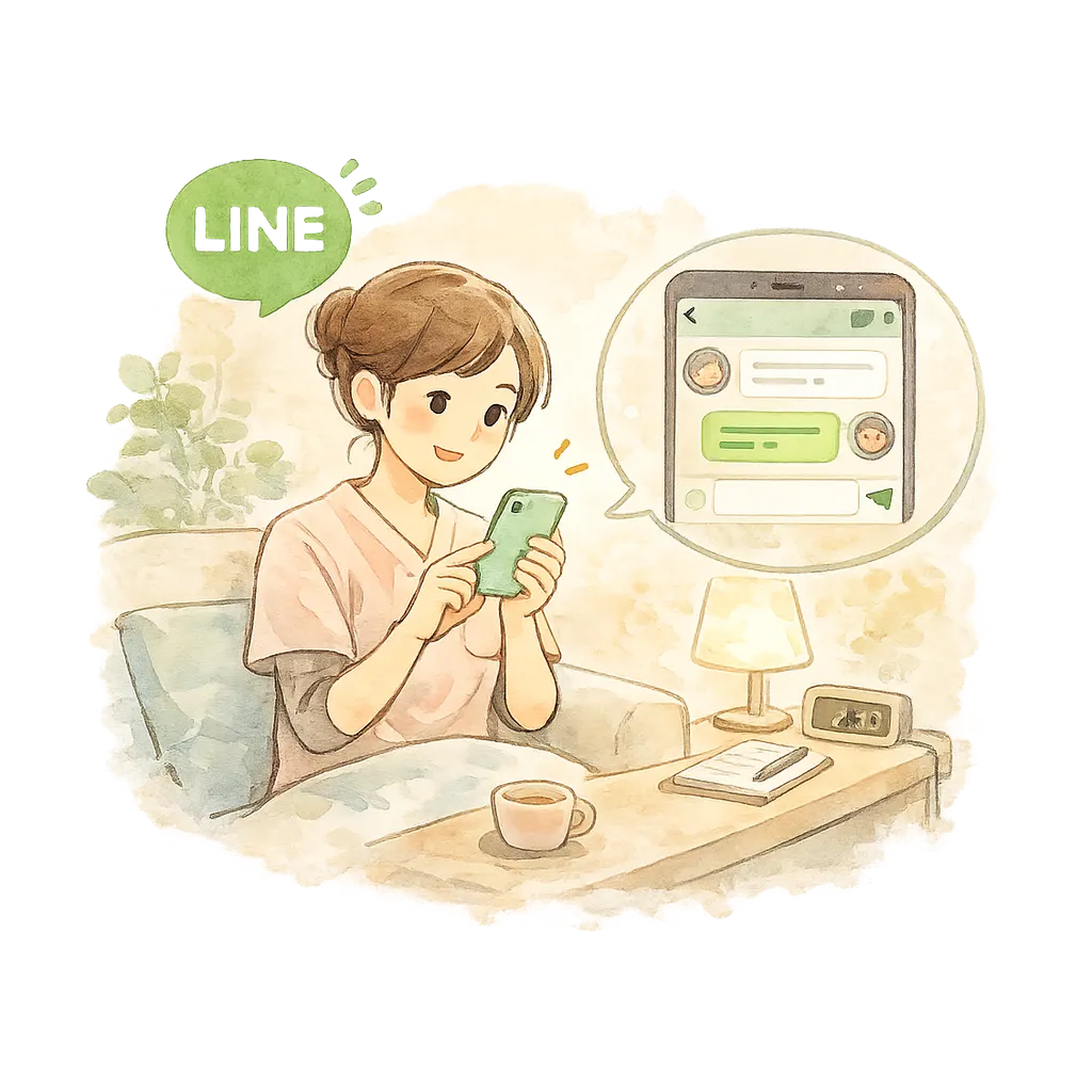 LINEで相談するスタッフのイラスト