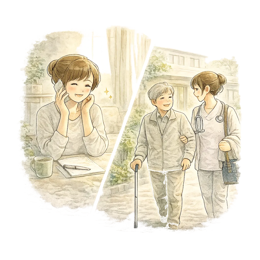 通院時のサポートのイラスト